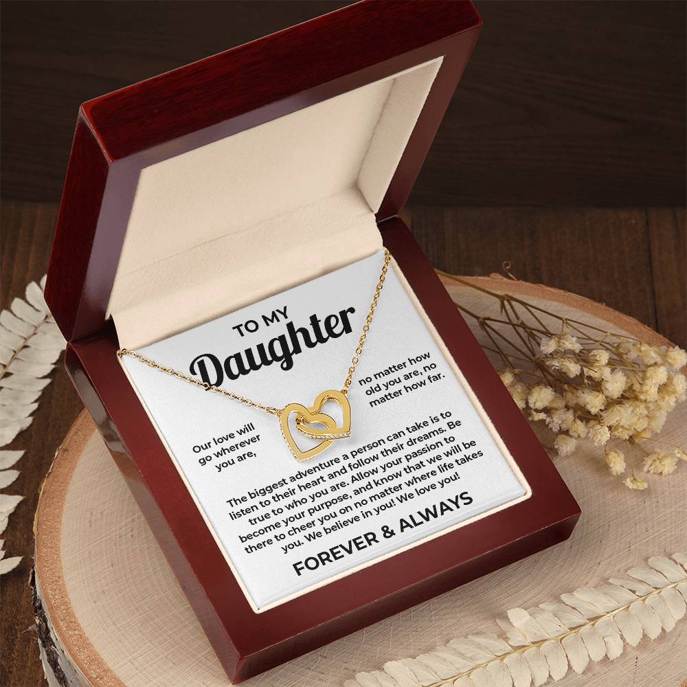 To My Daughter - Interlocked Heart Necklace - Forever &  Always