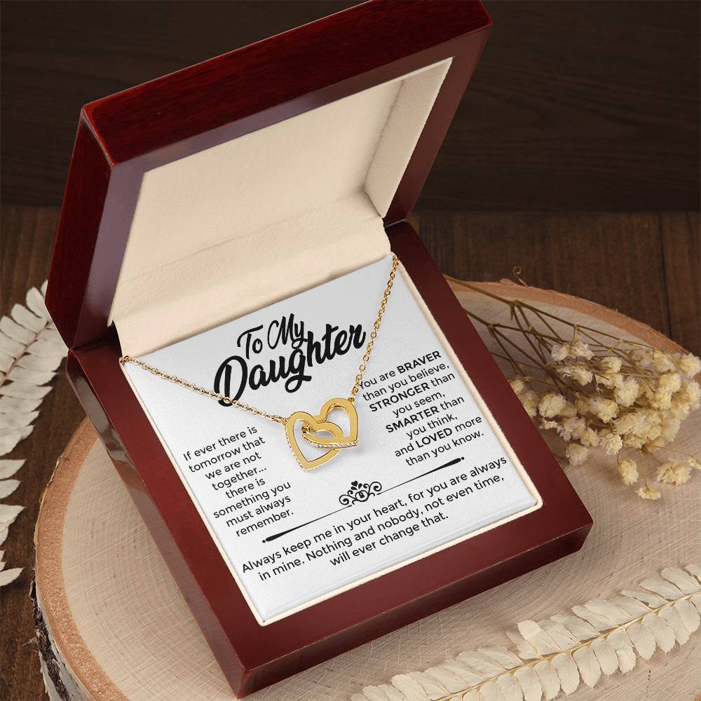 To My Daughter - Interlocked Heart Necklace - Mother's Love