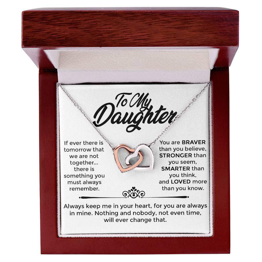 To My Daughter - Interlocked Heart Necklace - Mother's Love