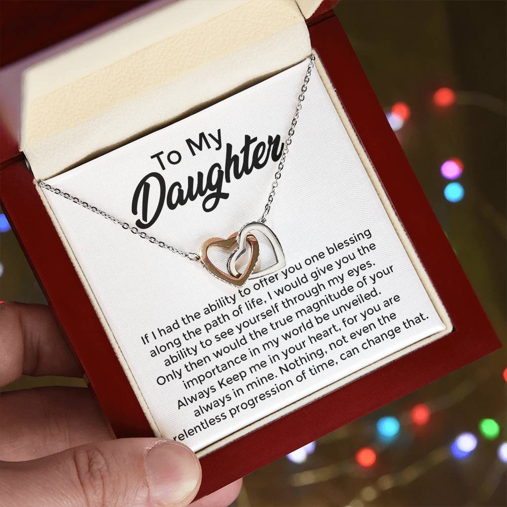 To My Daughter - Interlocked Hearts Necklace