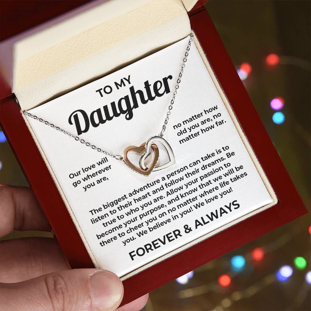 To My Daughter - Interlocked Heart Necklace - Forever &  Always