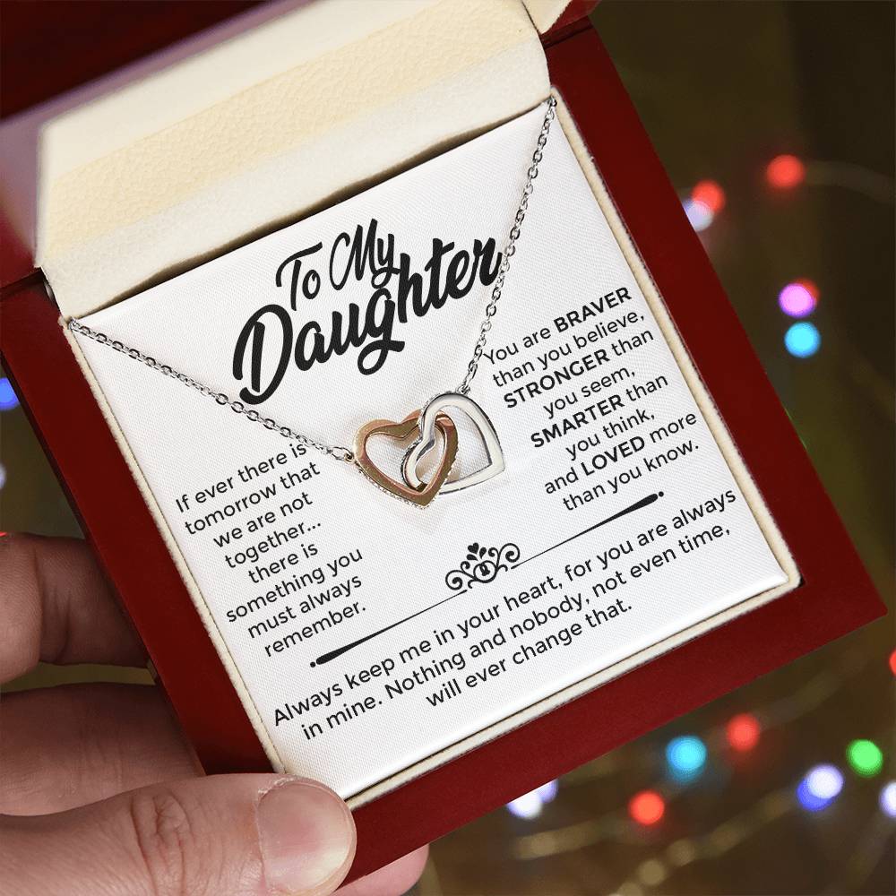 To My Daughter - Interlocked Heart Necklace - Mother's Love