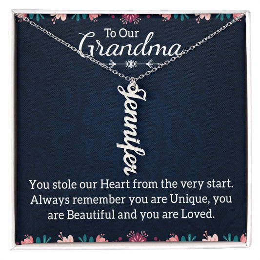 Multi Vertical Name Necklace - For Grandma You Are Loved