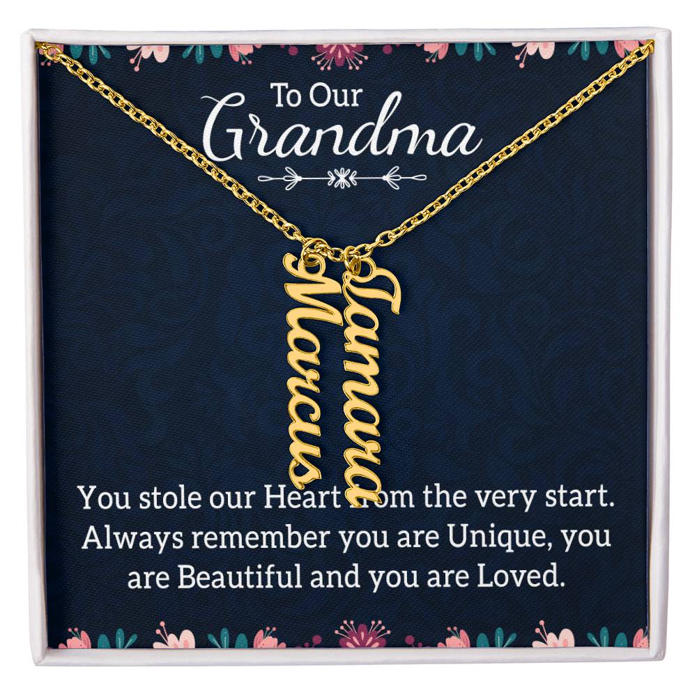 Multi Vertical Name Necklace - For Grandma You Are Loved