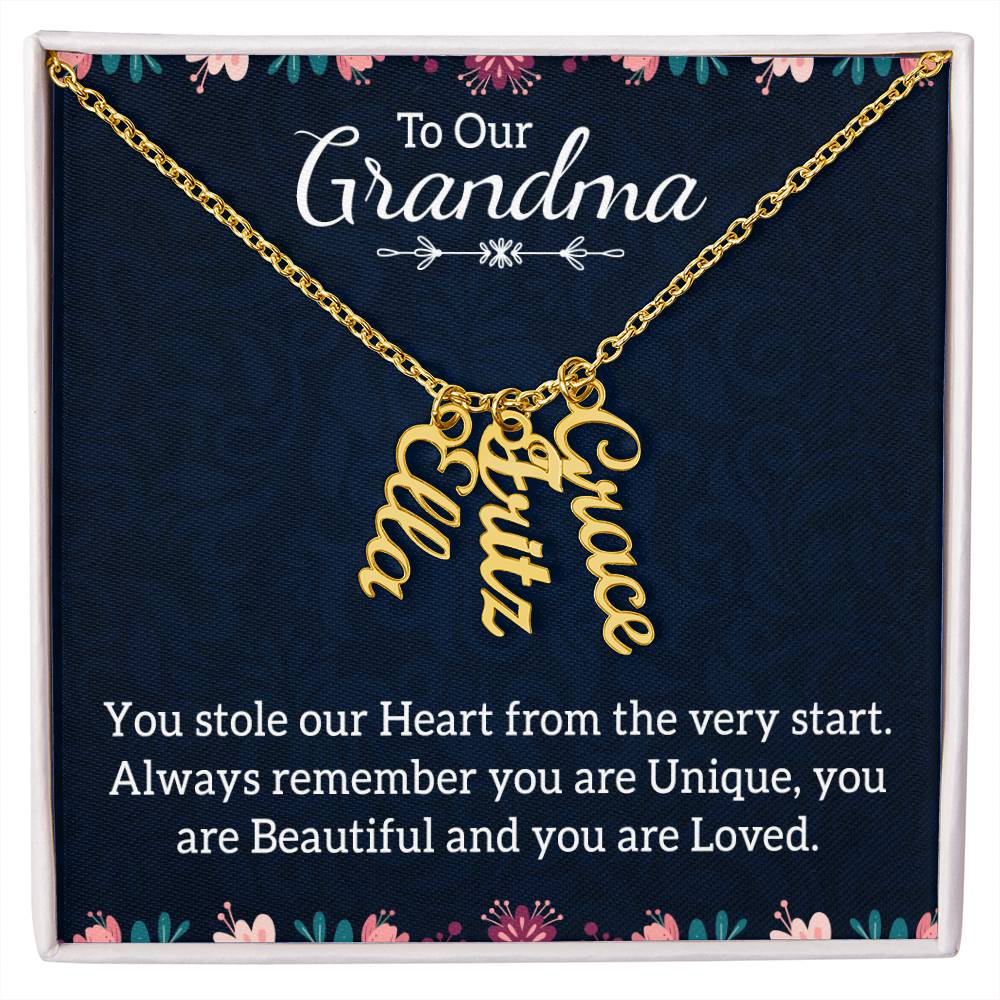 Multi Vertical Name Necklace - For Grandma You Are Loved