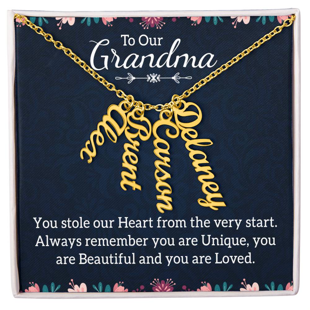 Multi Vertical Name Necklace - For Grandma You Are Loved