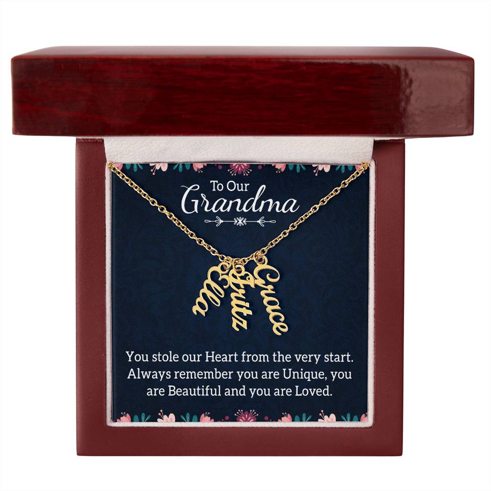 Multi Vertical Name Necklace - For Grandma You Are Loved