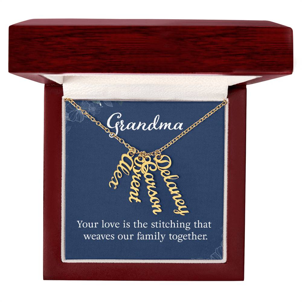 Multi Vertical Name Necklace - For Grandma Your Love