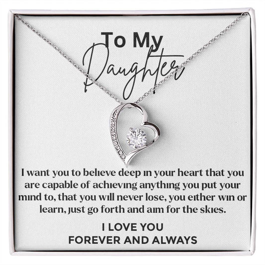 To My Daughter - Forever Love Necklace - White Gold