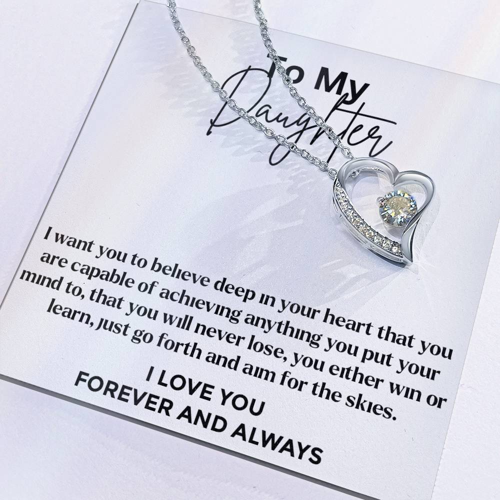 To My Daughter - Forever Love Necklace - White Gold