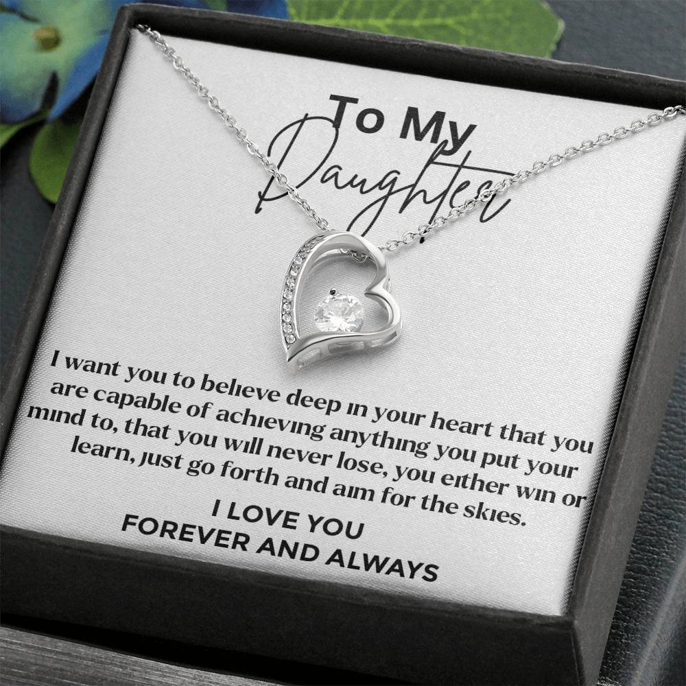 To My Daughter - Forever Love Necklace - White Gold