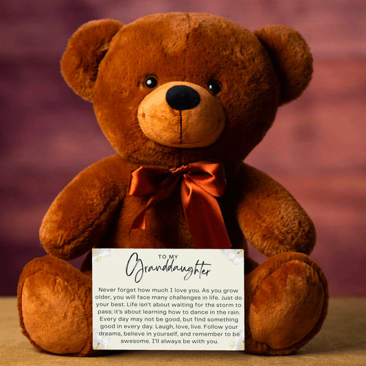 To My Granddaughter  14″ Teddy Bear with Canvas Message Card - SS3