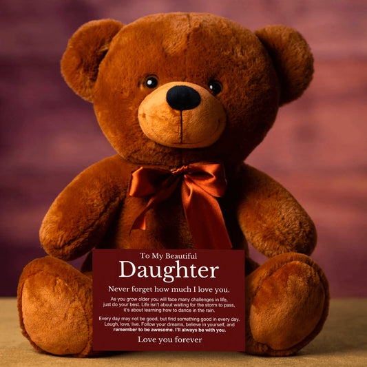 To My Daughter 14″ Teddy Bear With Canvas Message Card - SS4