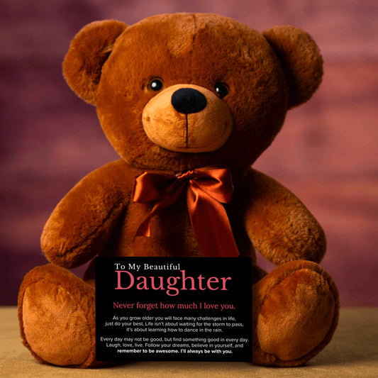 To My Daughter 14″ Teddy Bear With Canvas Message Card - SS6