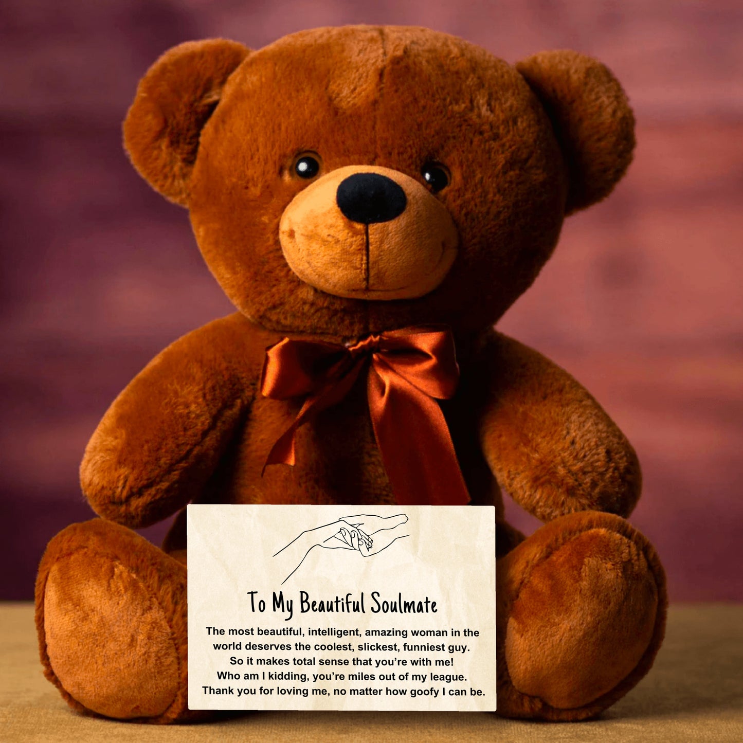 To My Soulmate 14″ Teddy Bear with Canvas Message Card - SS1