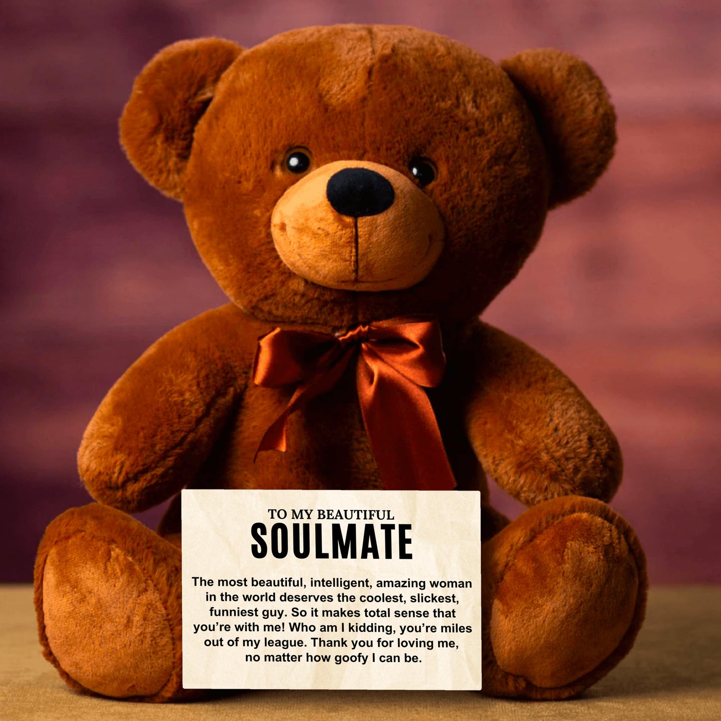 To My Soulmate 14″ Teddy Bear with Canvas Message Card - SS2