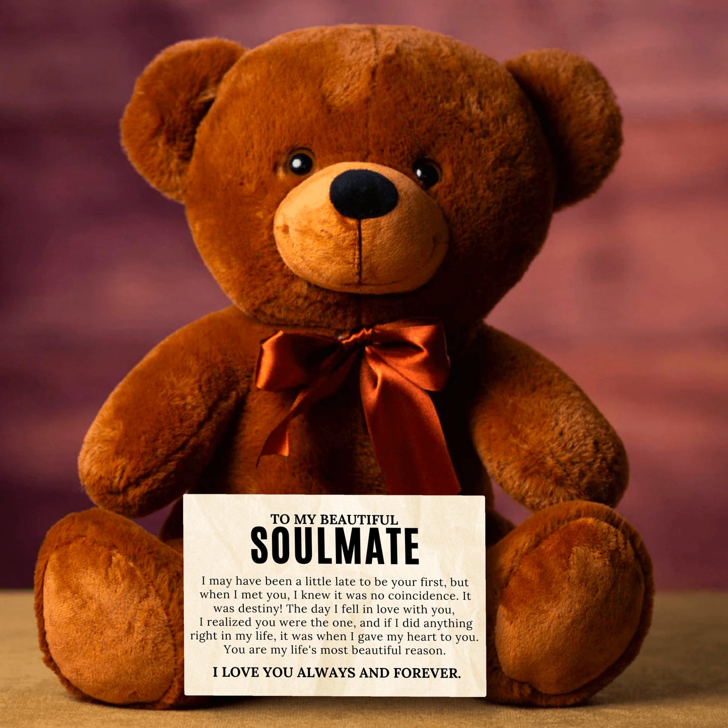 To My Soulmate Teddy Bear with Canvas Message Card - SS6