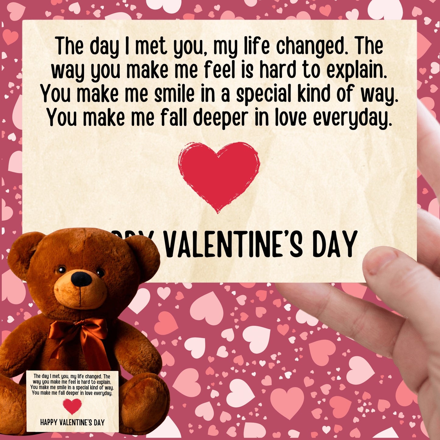 Valentine's Day Teddy Bear with Canvas Message Card - SS2