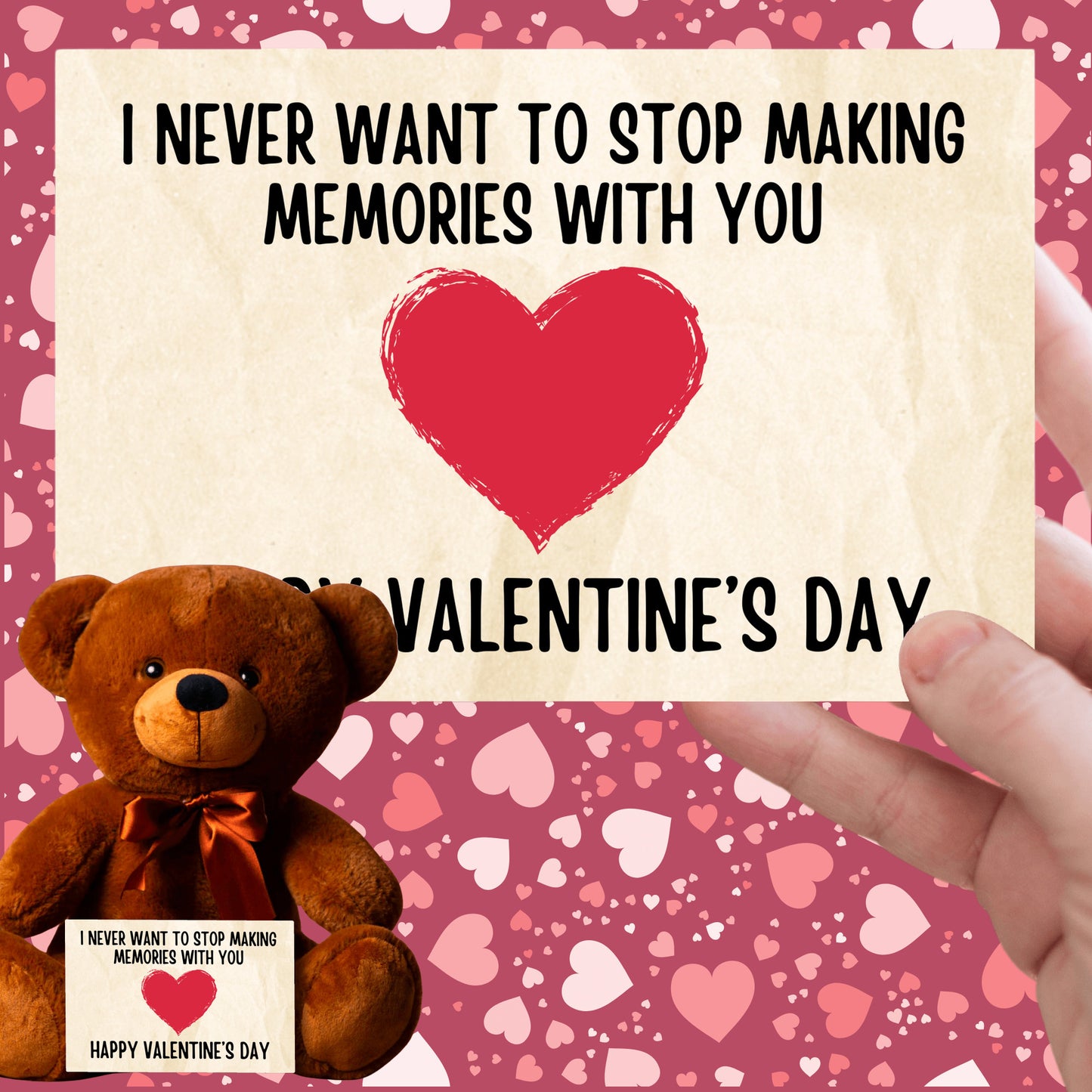 Valentine's Day Teddy Bear with Canvas Message Card - SS3