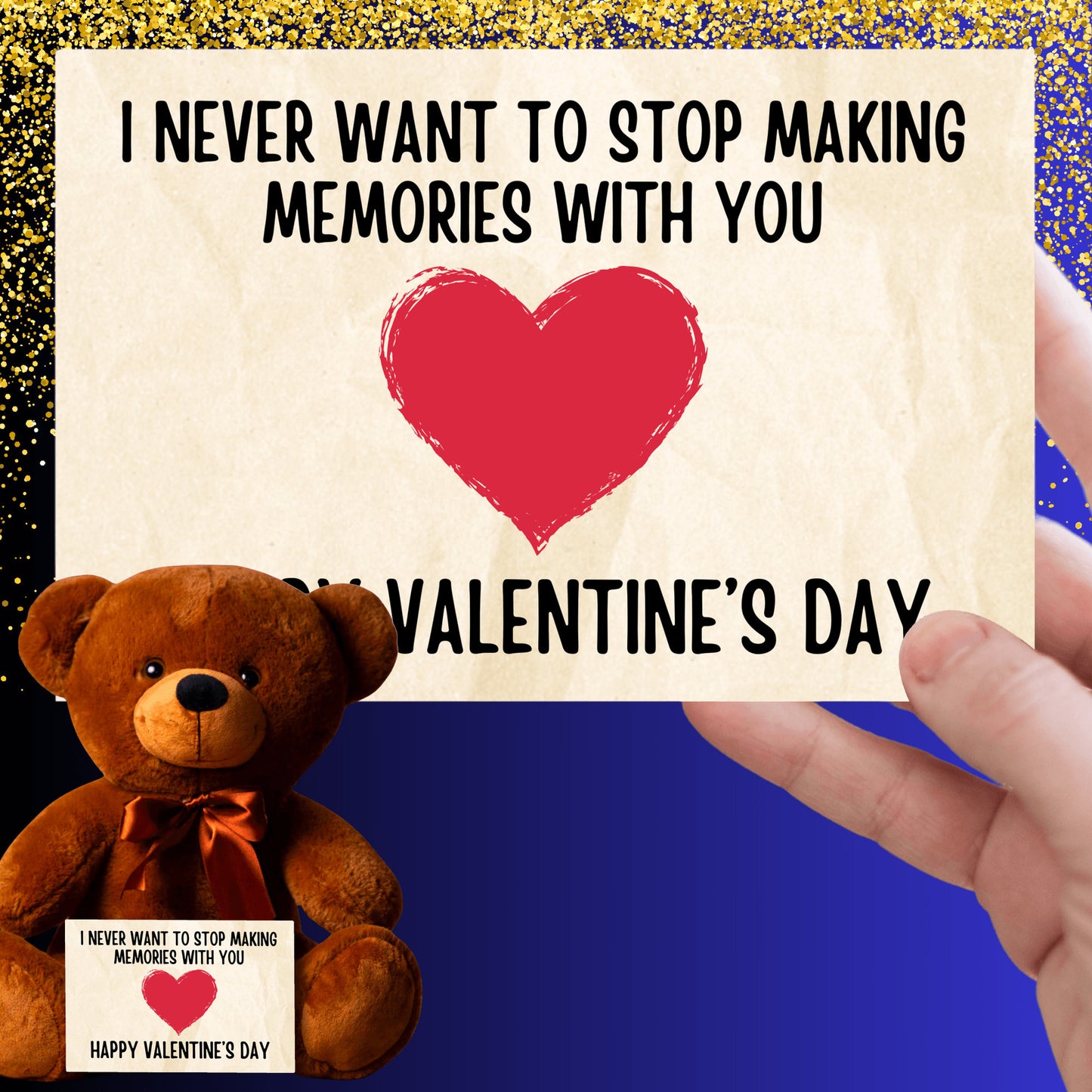 Valentine's Day Teddy Bear with Canvas Message Card - SS3
