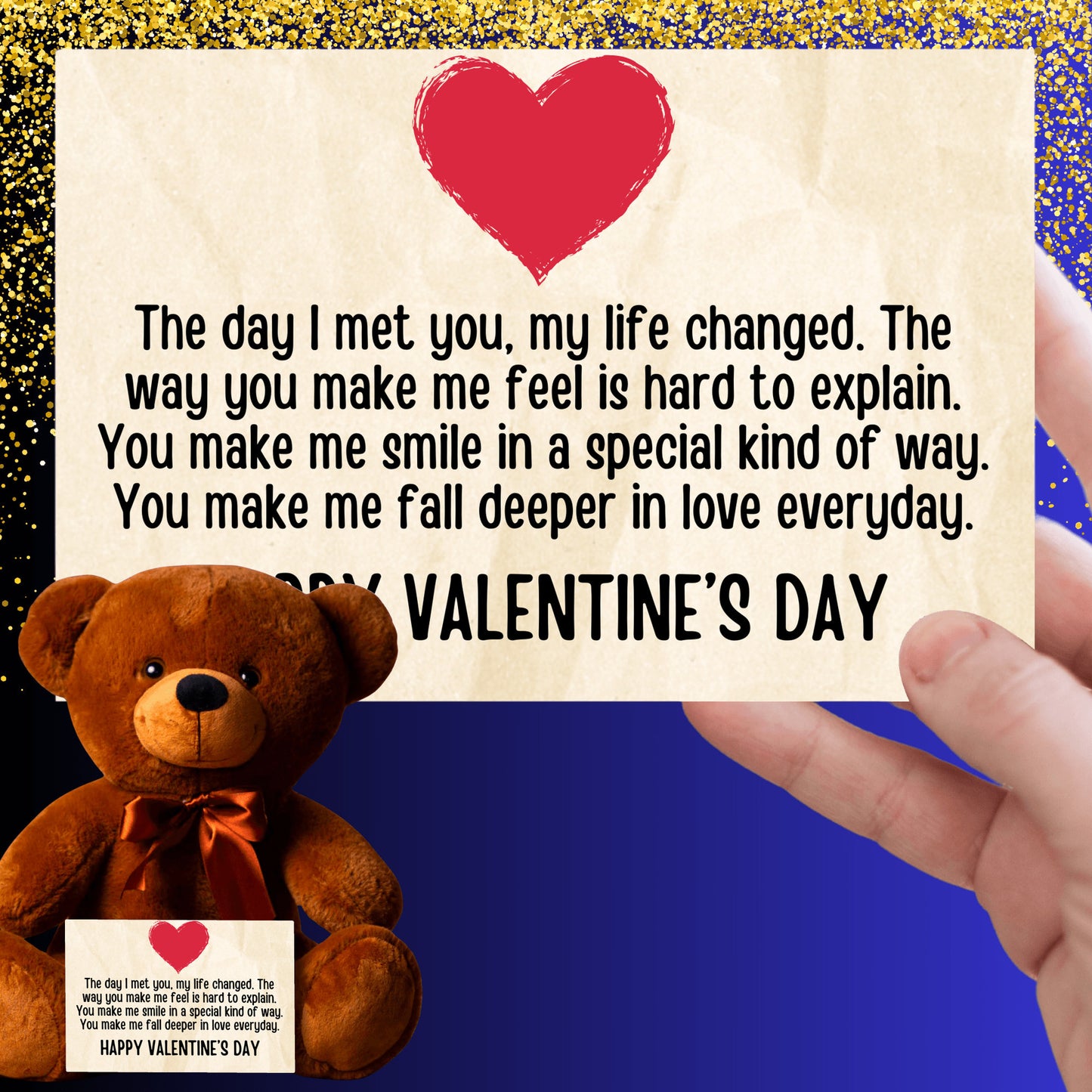 Valentine's Day Teddy Bear with Canvas Message Card - SS4