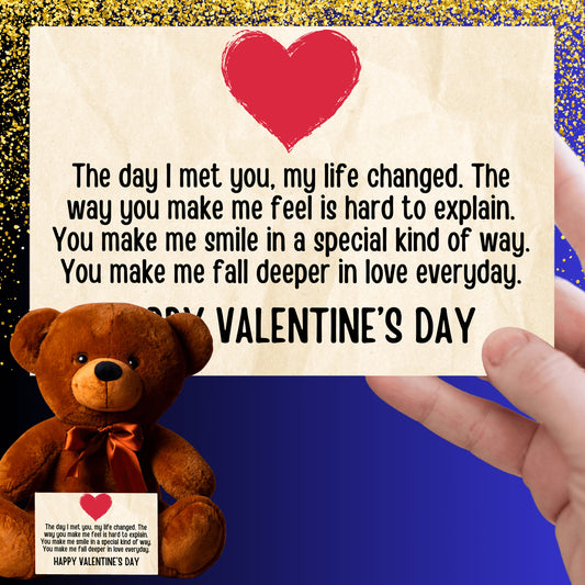 Valentine's Day Teddy Bear with Canvas Message Card - SS4