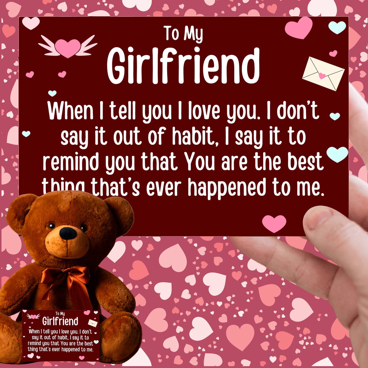 To My Girlfriend Teddy Bear with Canvas Message Card - SS1