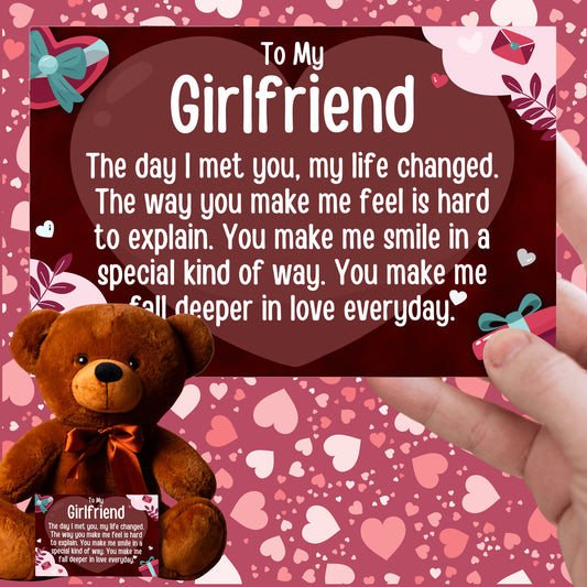 To My Girlfriend Teddy Bear with Canvas Message Card - SS2