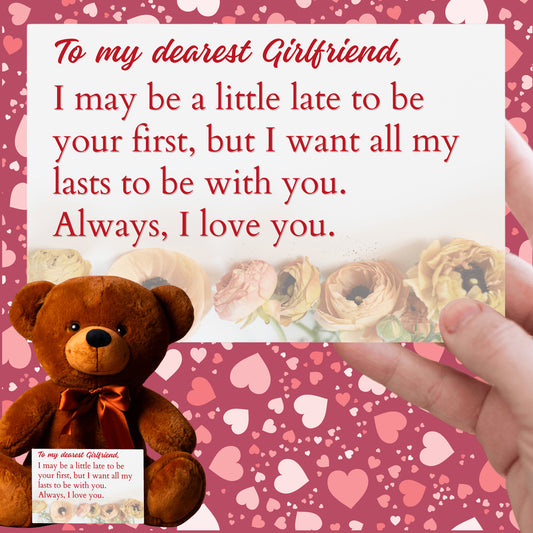 To My Girlfriend Teddy Bear with Canvas Message Card - SS4