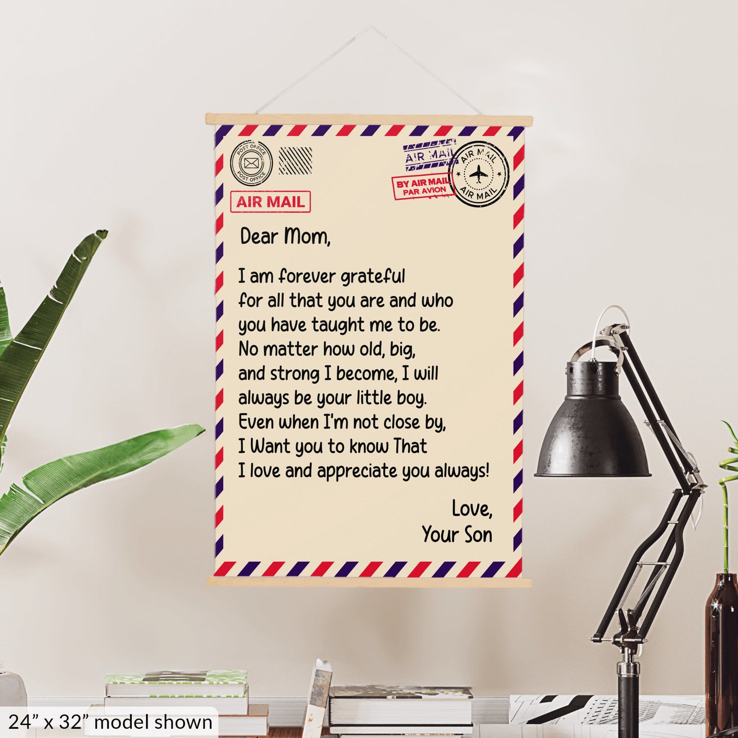 Dear Mom Hanging Canvas - From Son - PRICE INCLUDES FREE SHIPPING