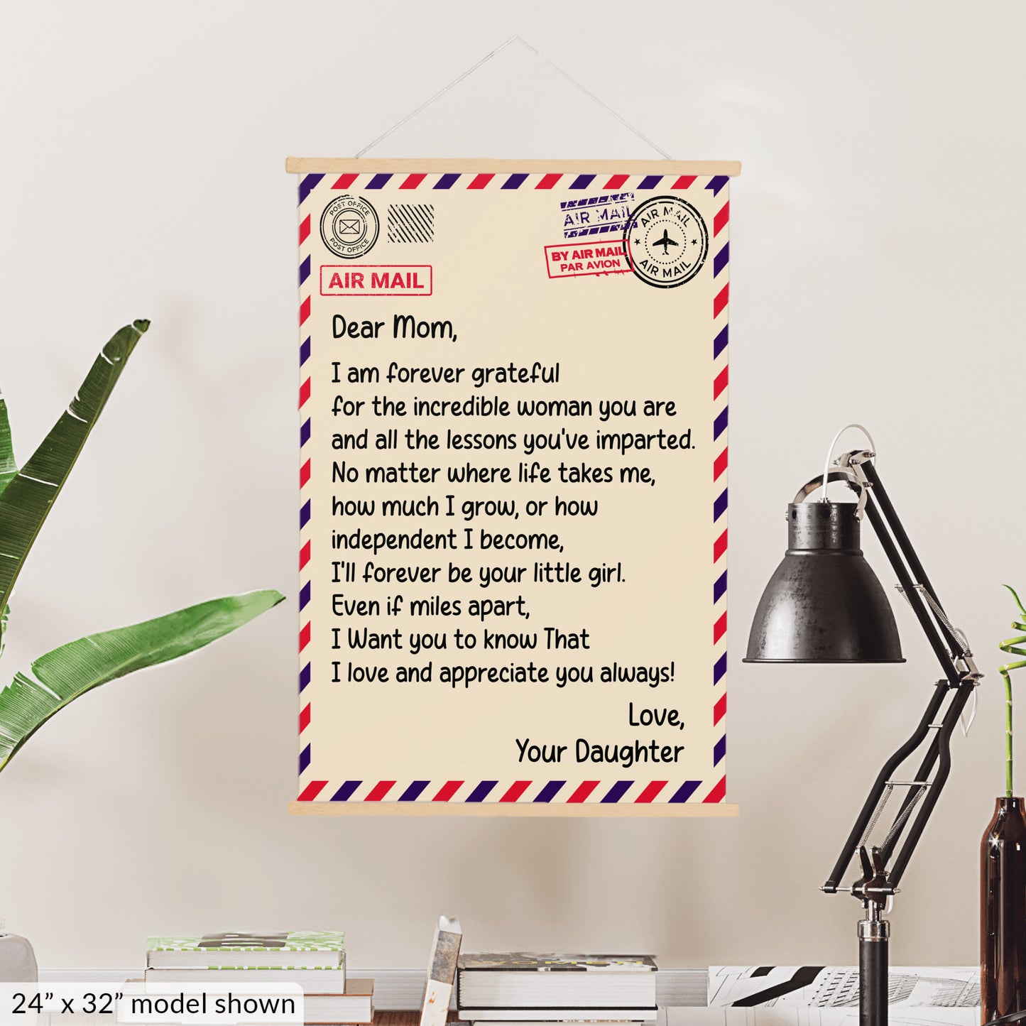 Dear Mom Hanging Canvas - From Daughter - PRICE INCLUDES FREE SHIPPING