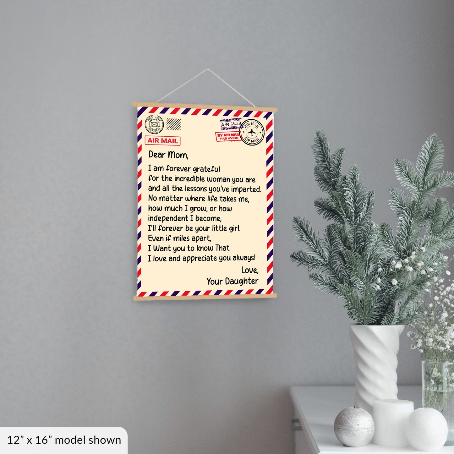 Dear Mom Hanging Canvas - From Daughter - PRICE INCLUDES FREE SHIPPING