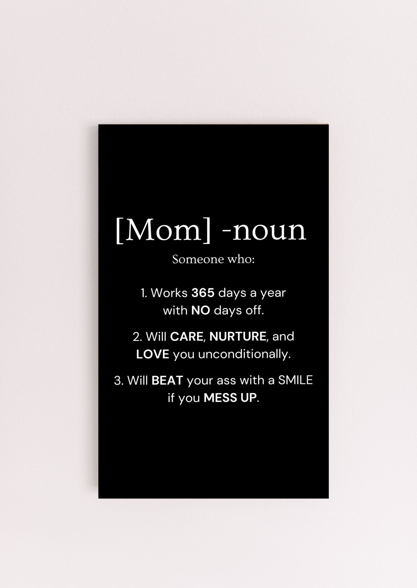 MOM - UV Printed MDF Sign - Black - PRICE INCLUDES FREE SHIPPING - SS1