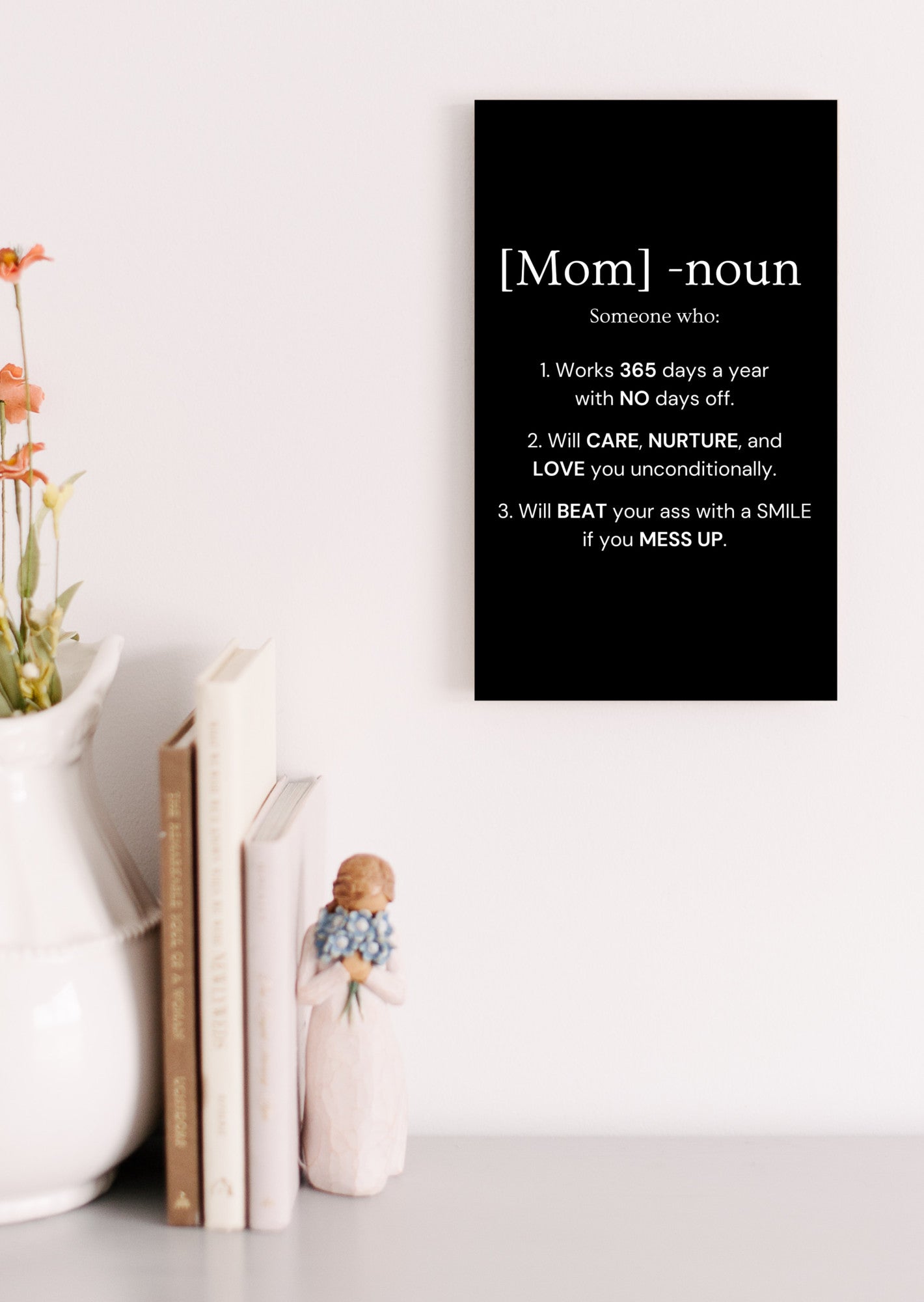 MOM - UV Printed MDF Sign - Black - PRICE INCLUDES FREE SHIPPING - SS1