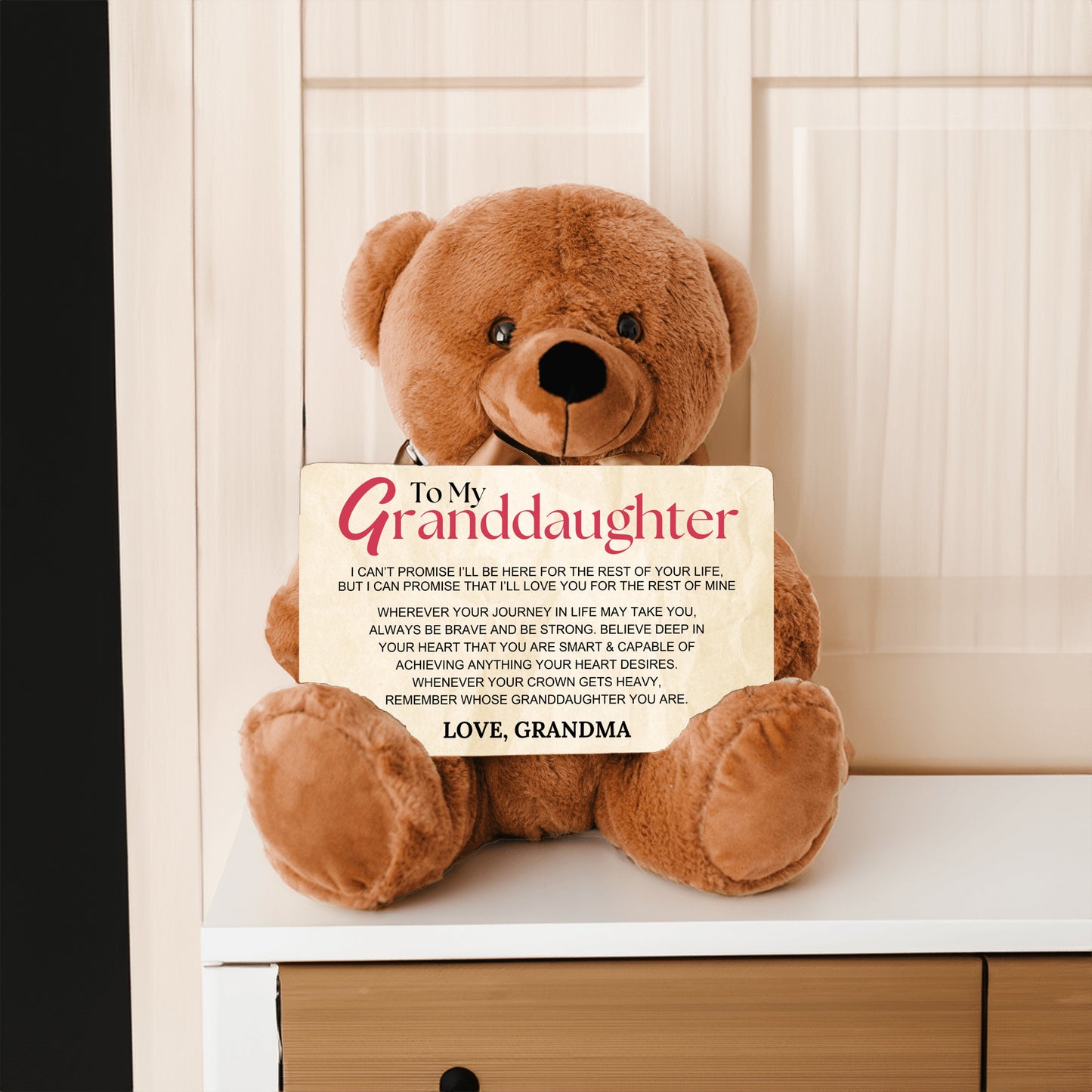 To My Granddaughter Teddy Bear with 10" x 6" Sign - SS13