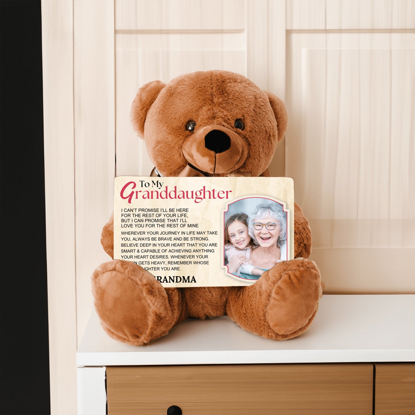 To My Granddaughter Teddy Bear with Canvas Message Card (Photo Upload) - SS15