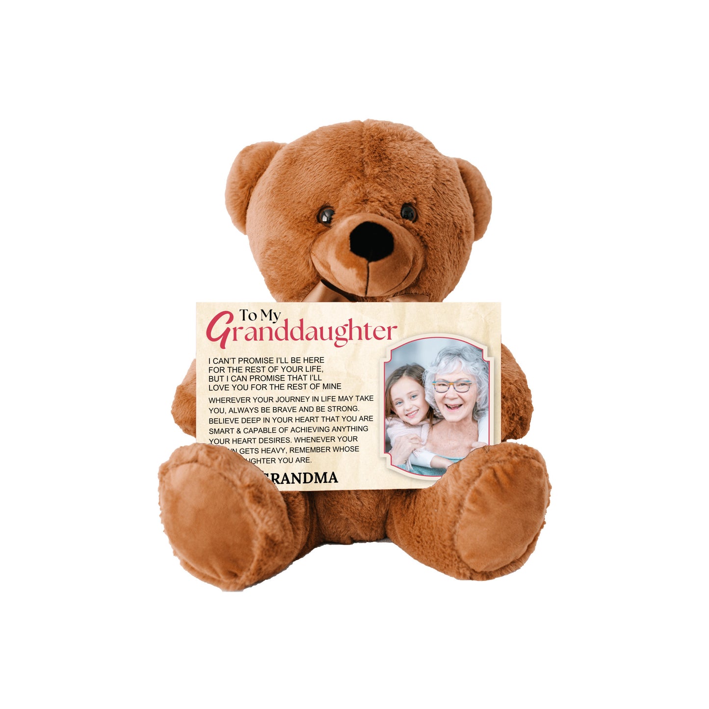 To My Granddaughter Teddy Bear with Canvas Message Card (Photo Upload) - SS15
