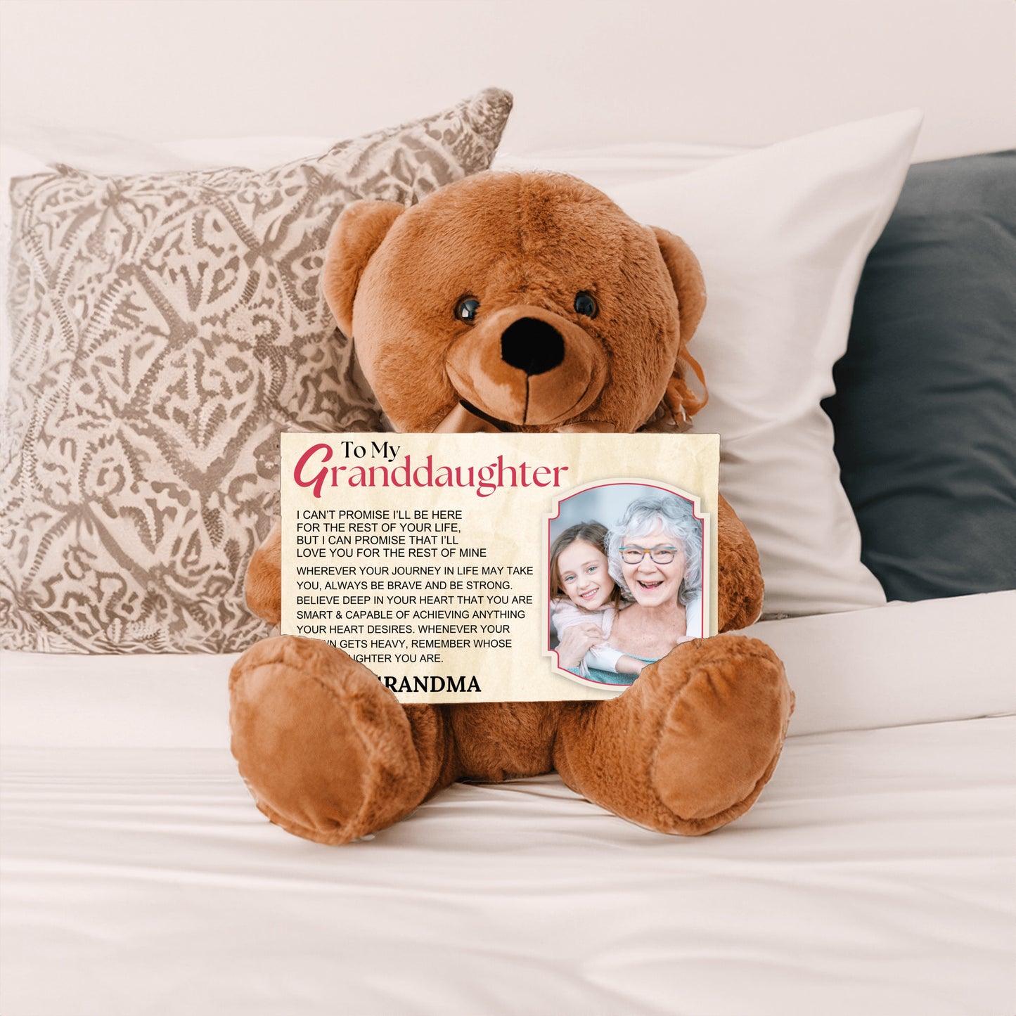 To My Granddaughter Teddy Bear with Canvas Message Card (Photo Upload) - SS15