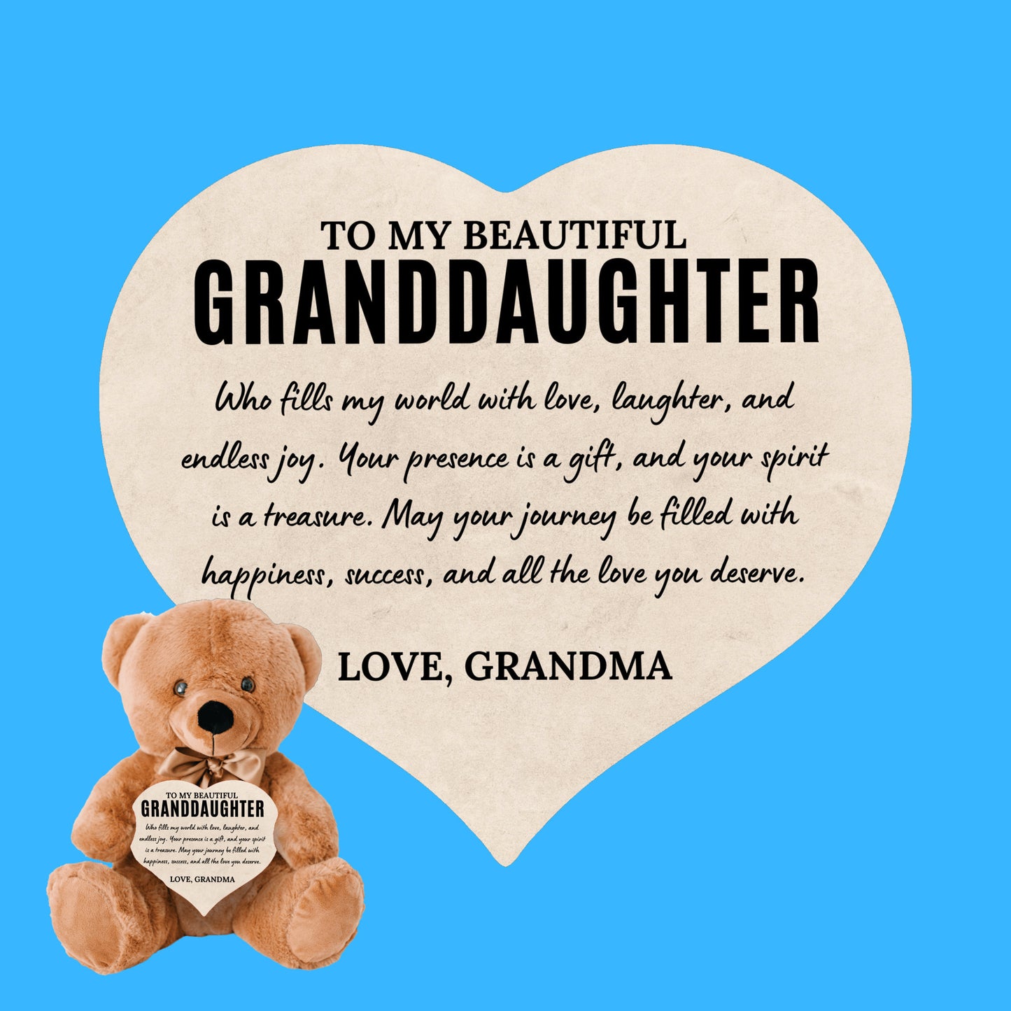 To My Granddaughter - Teddy Bear with Heart Sign - SS1
