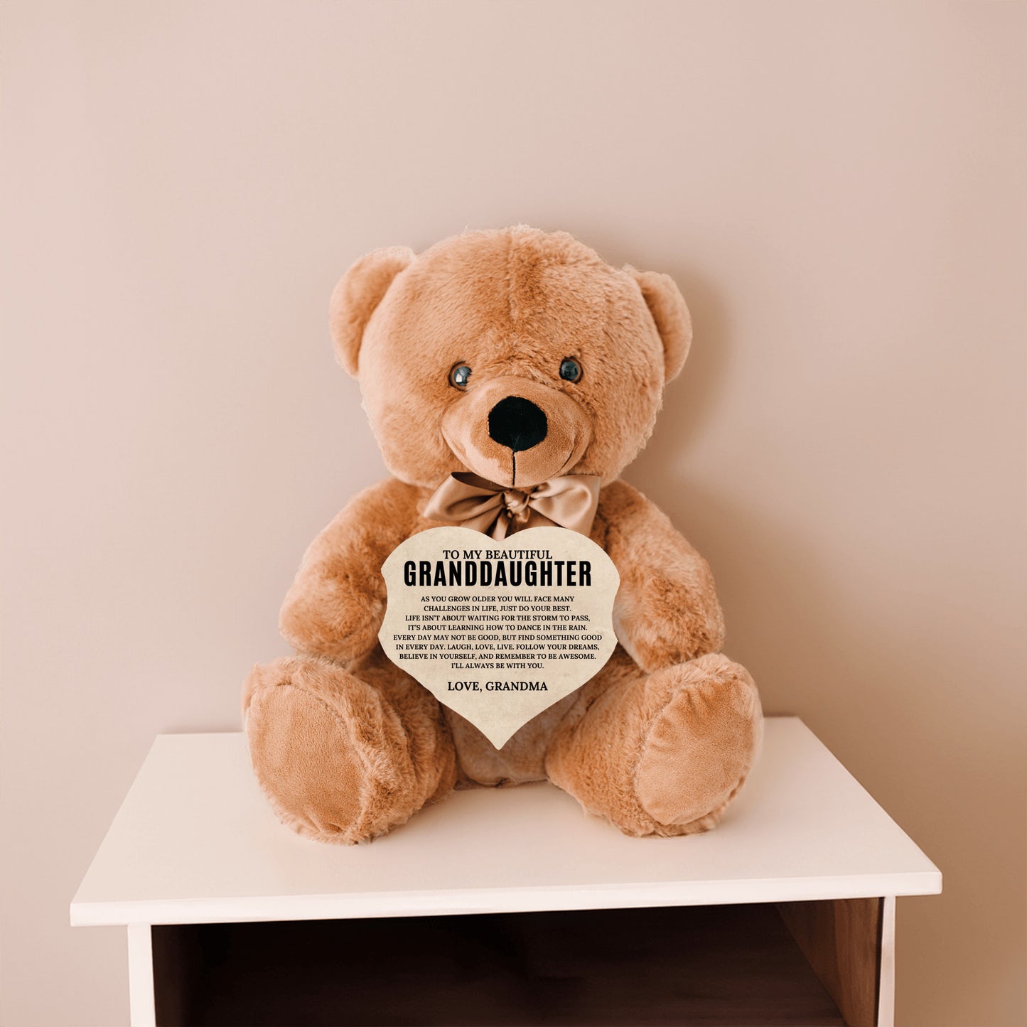 To My Granddaughter - Teddy Bear with Heart Sign - SS2