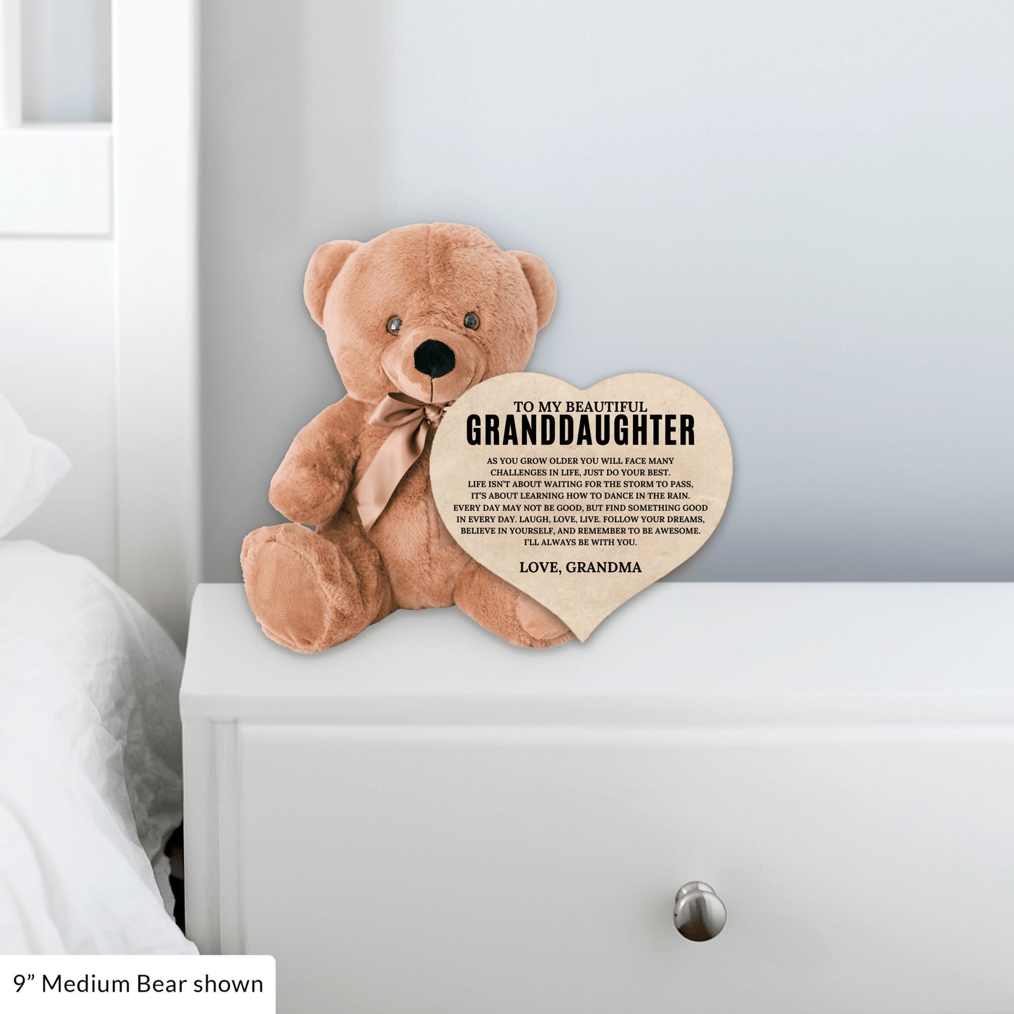 To My Granddaughter - Teddy Bear with Heart Sign - SS2