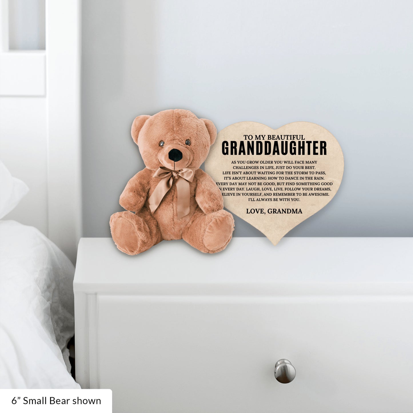 To My Granddaughter - Teddy Bear with Heart Sign - SS2