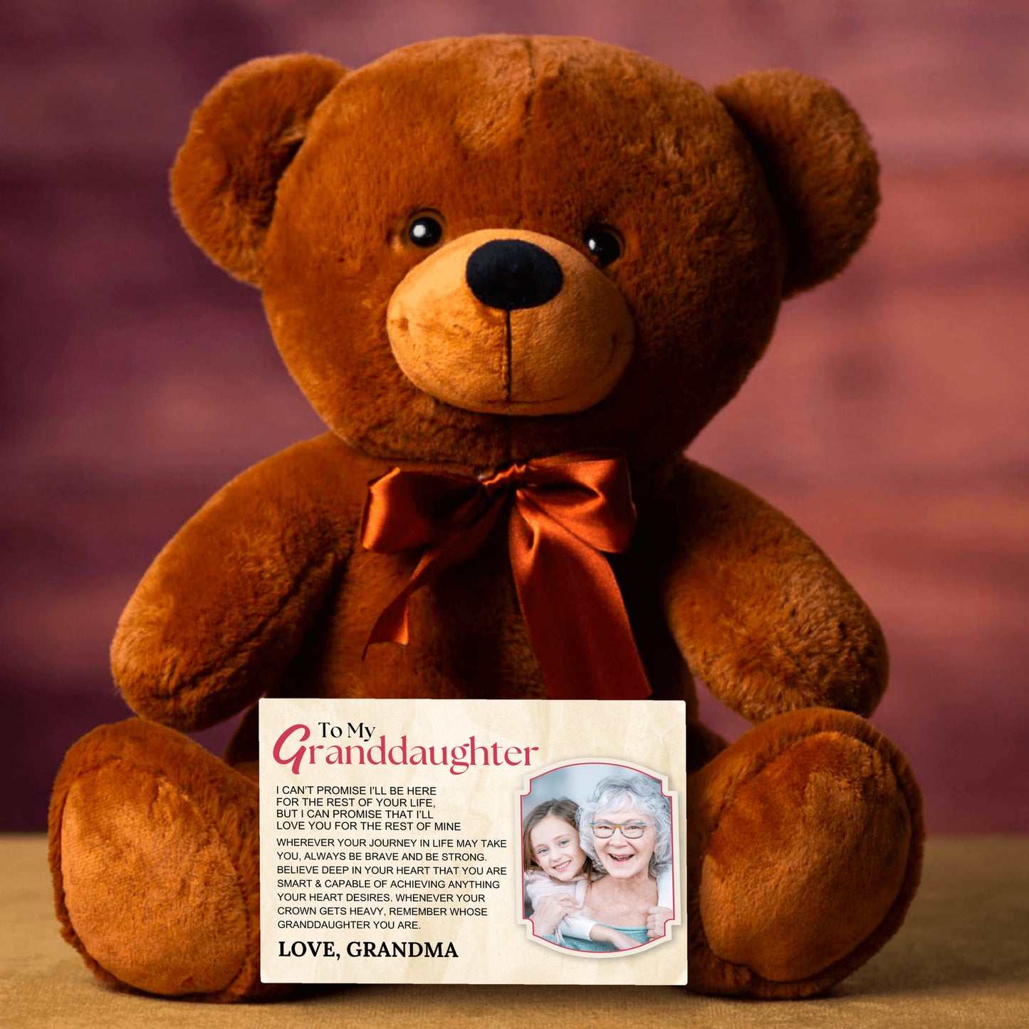 To My Granddaughter Teddy Bear with Canvas Message Card (Photo Upload) - SS16