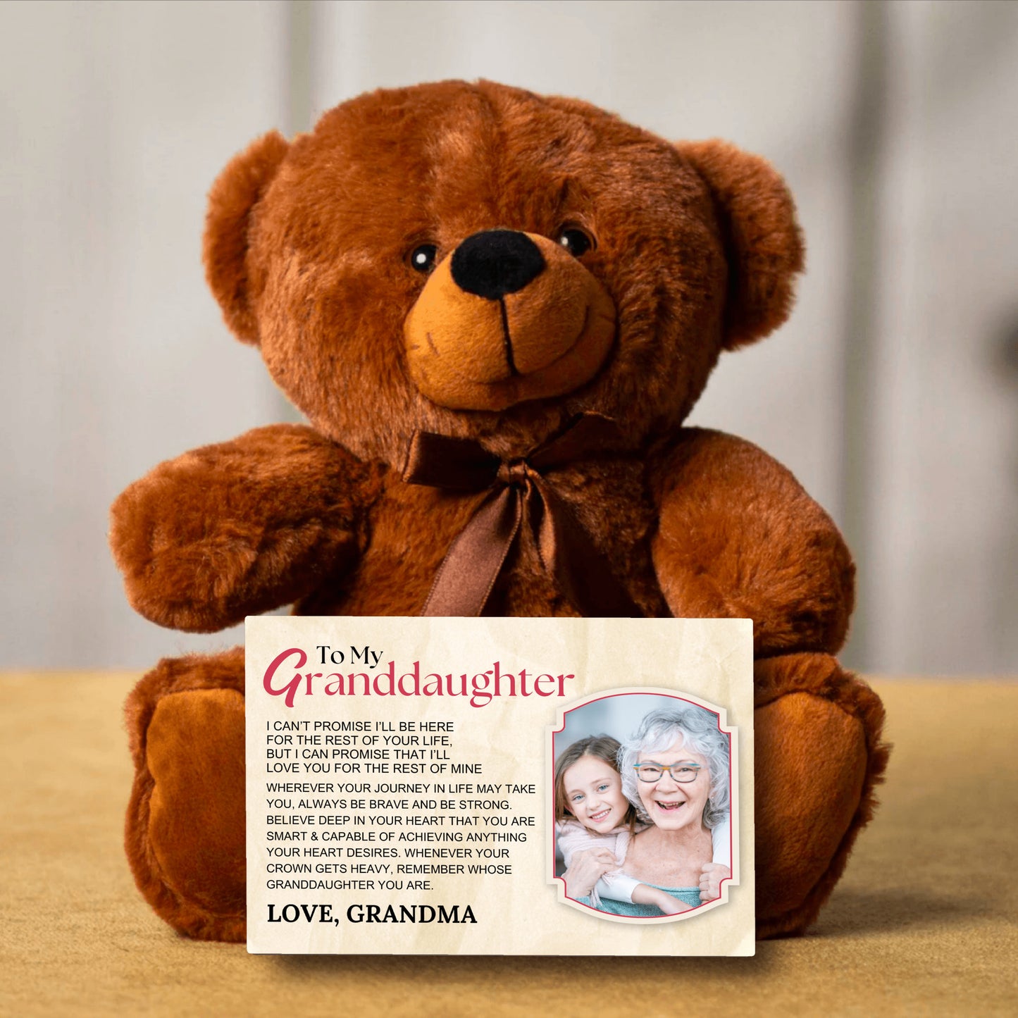 To My Granddaughter Teddy Bear with Canvas Message Card (Photo Upload) - SS16
