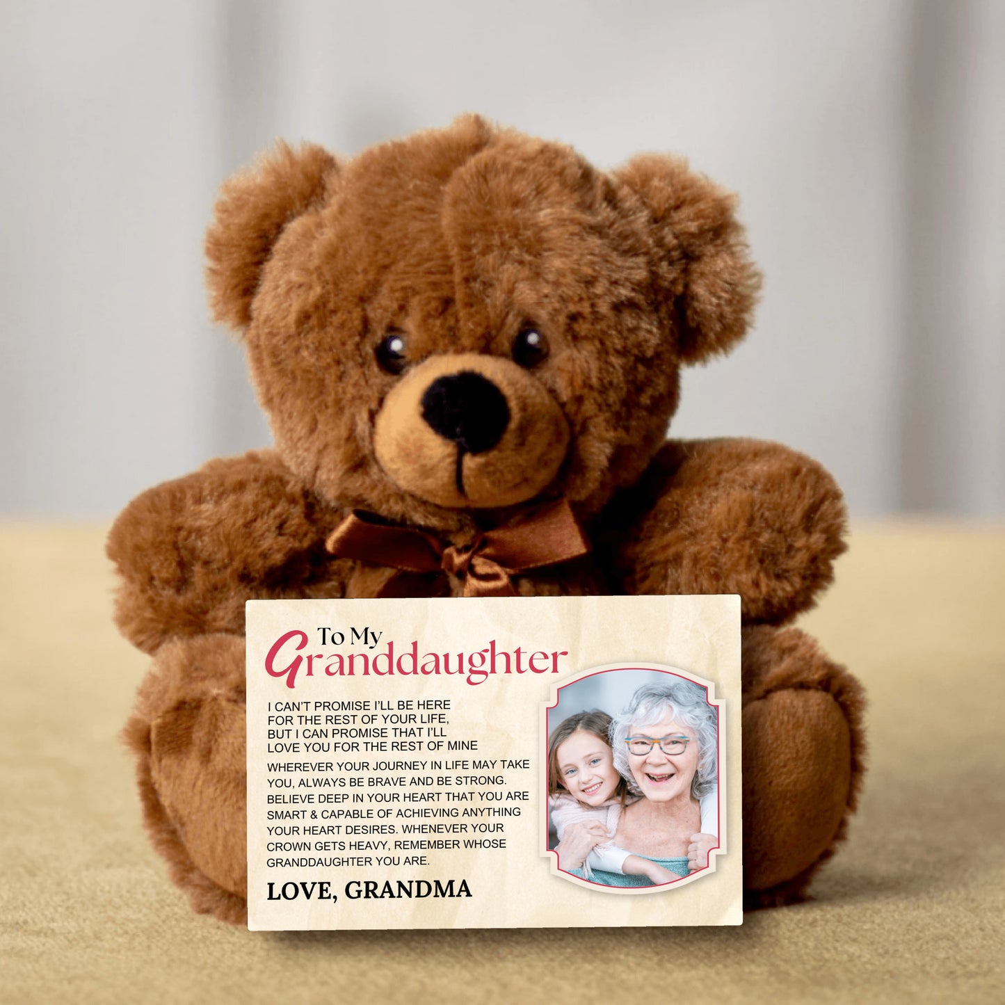 To My Granddaughter Teddy Bear with Canvas Message Card (Photo Upload) - SS16