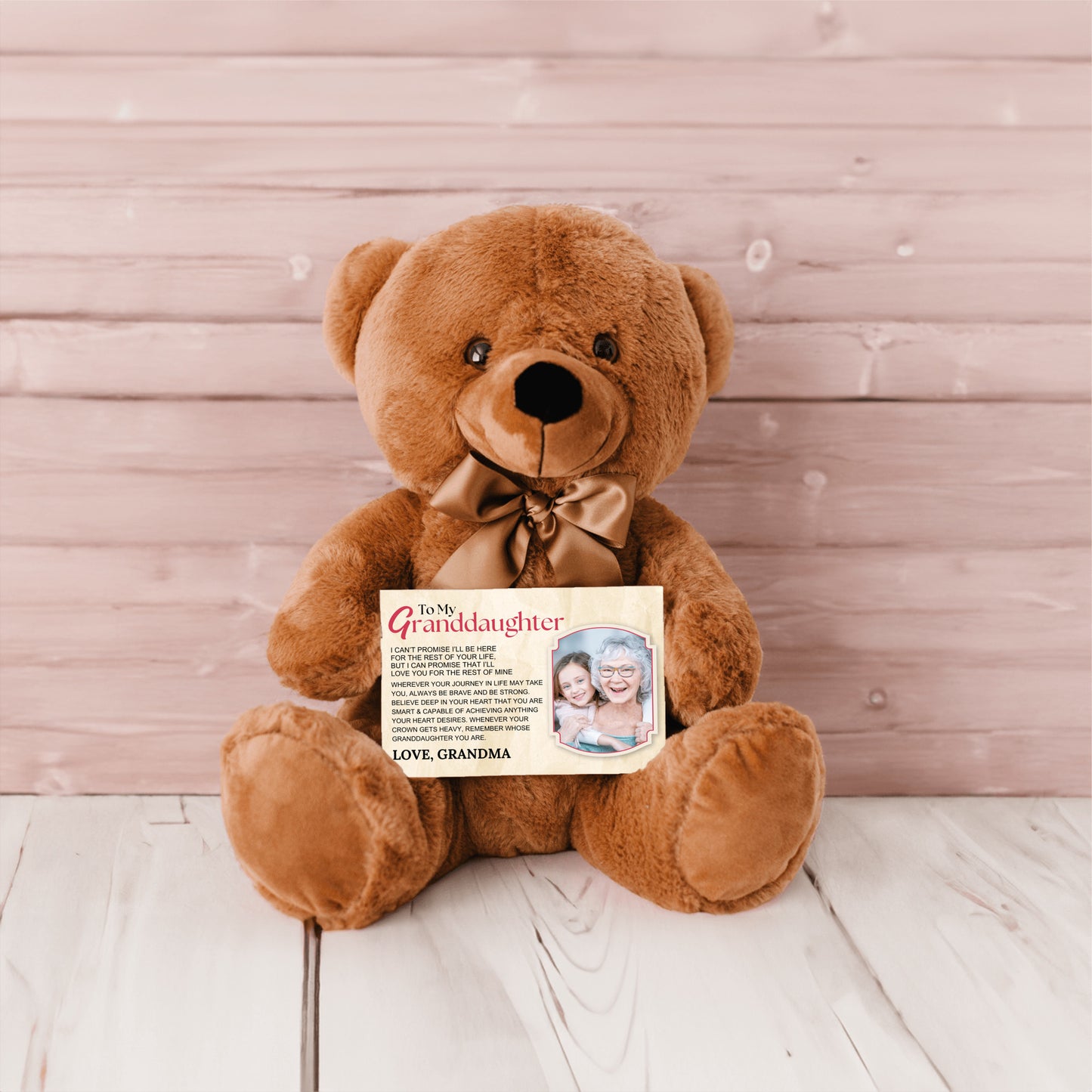 To My Granddaughter Teddy Bear with Canvas Message Card (Photo Upload) - SS16