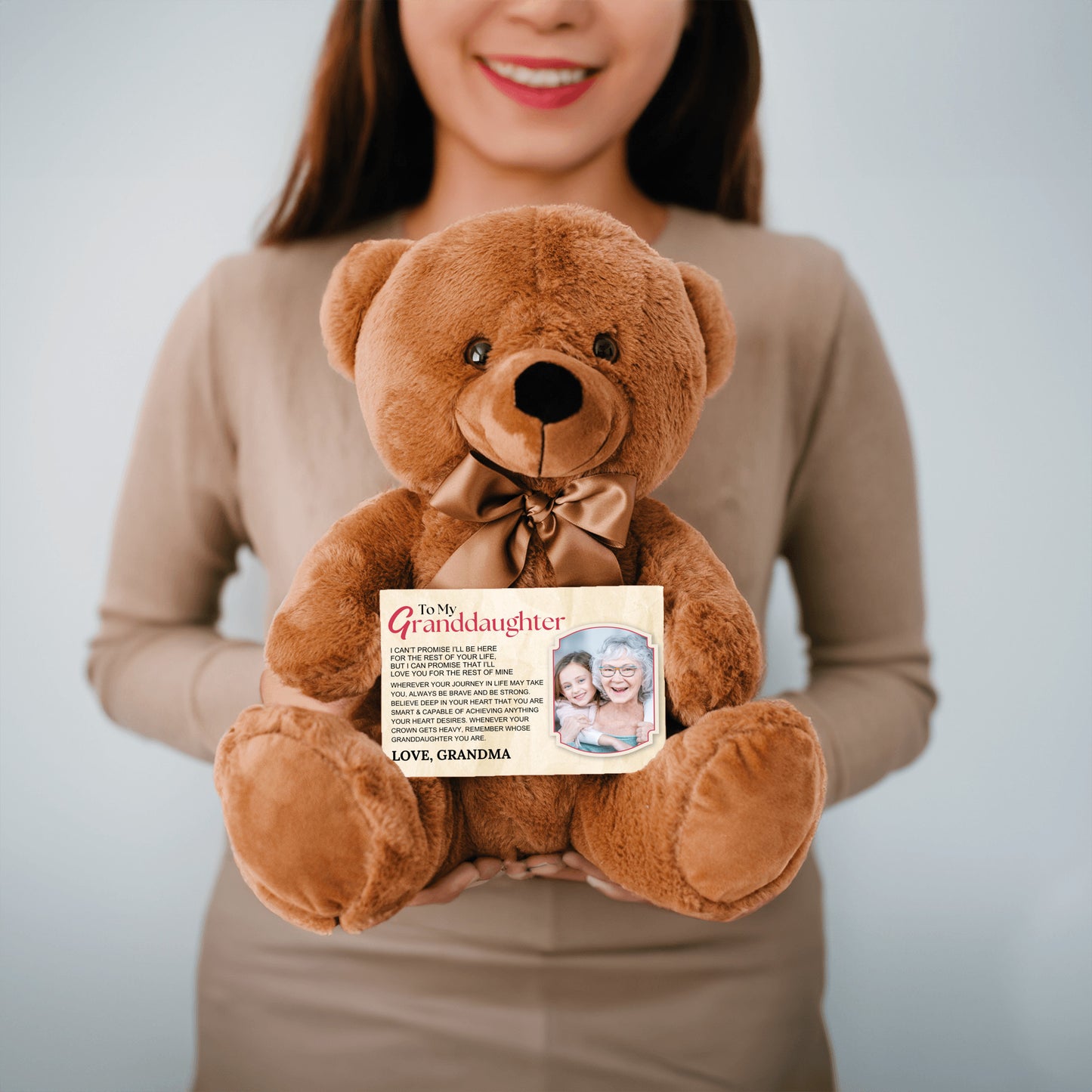 To My Granddaughter Teddy Bear with Canvas Message Card (Photo Upload) - SS16