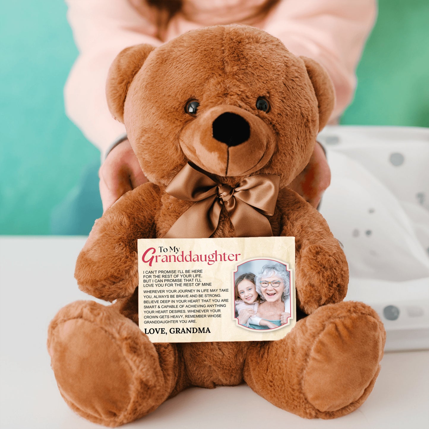To My Granddaughter Teddy Bear with Canvas Message Card (Photo Upload) - SS16