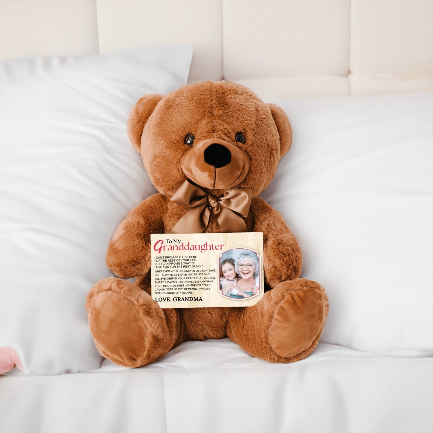 To My Granddaughter Teddy Bear with Canvas Message Card (Photo Upload) - SS16